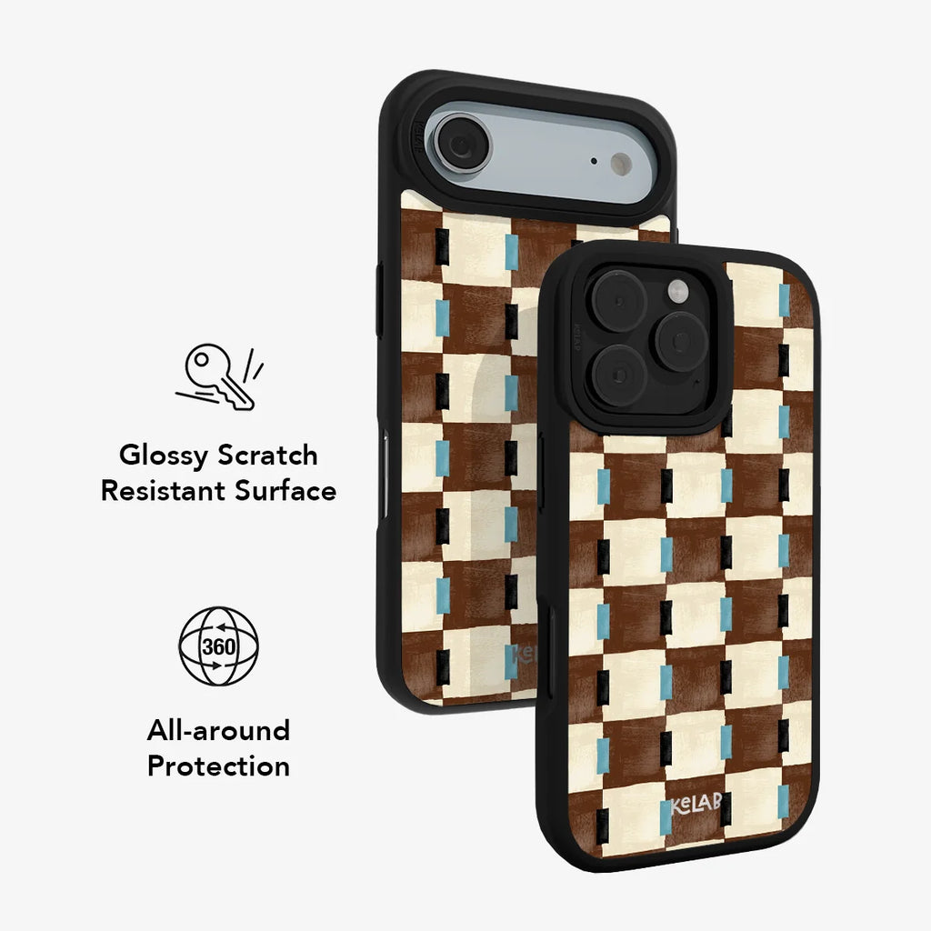 Cerulean Check | Brown Checkered iPhone Case