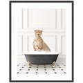 Cheetah in Classic Black and White Bathtub by Amy Peterson Framed Wall Art Print